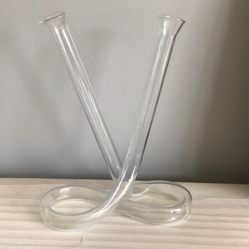VTG Art Deco Retro Twist Propagate Double Stem Bud Vase‎